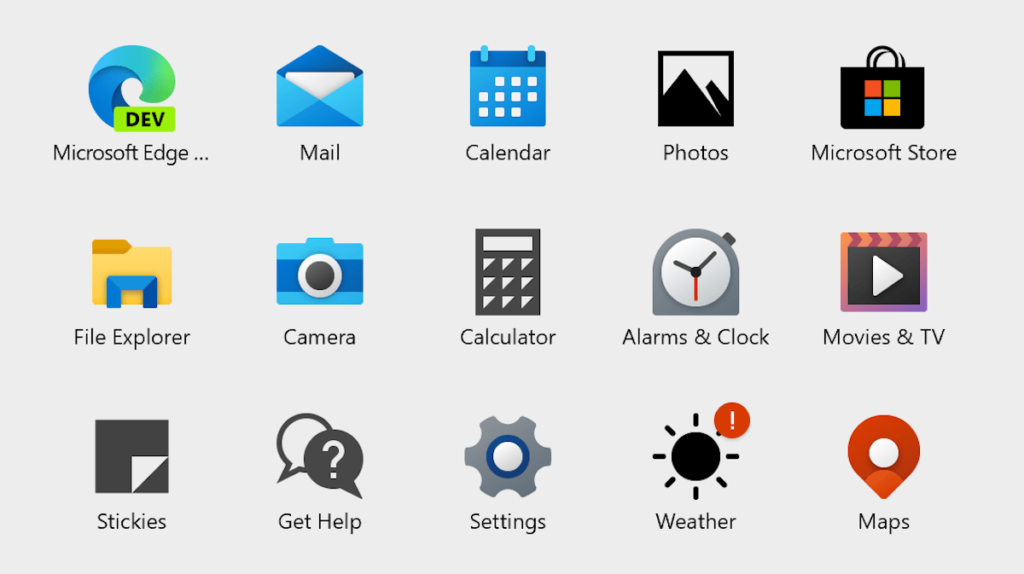 new application menu in windows 10