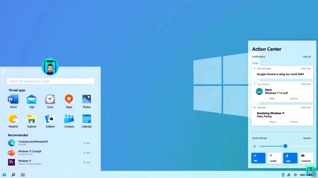 Interface of New Windows 11