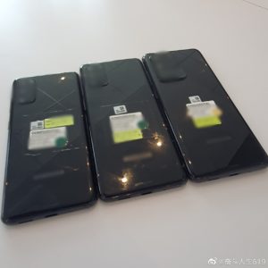 Real Samsung Galaxy S20, S20 + and S20 Ultra are nearby in the photo